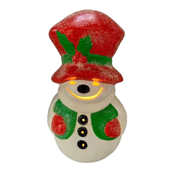 RARE Vintage Light Up Ceramic Snowman 13” Christmas Holiday Decor MINT - Picture 7 of 10